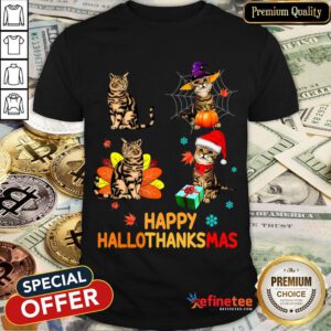 Nice Baby Cat Happy Hallothanksmas Shirt- Design By Refinetee.com