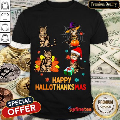 Nice Baby Cat Happy Hallothanksmas Shirt- Design By Refinetee.com