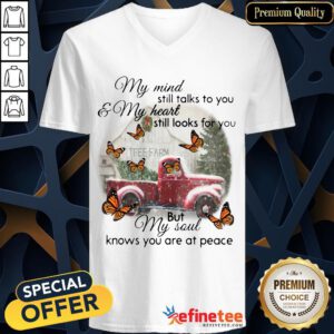 Nice Butterfly Christmas Season My Mind Still Talks To You And My Heart V-neck- Design By Refinetee.com