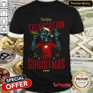 Nice Christmas Bad Santa Skeleton Shirt- Design By Refinetee.com
