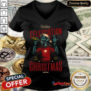 Nice Christmas Bad Santa Skeleton V-neck- Design By Refinetee.com