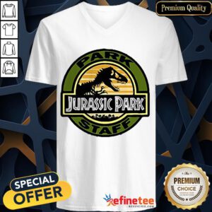Nice Jurassic Park Staff Logo Pocket Patch Graphic V-neck- Design By Refinetee.com