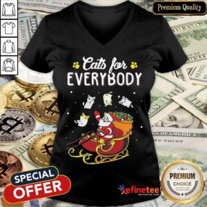 Nice Santa Cats For Everybody Christmas V-neck- Design By Refinetee.com