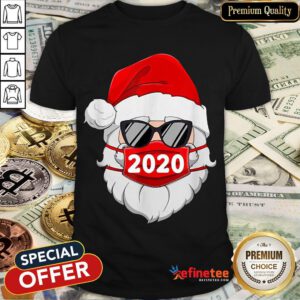 Santa With Face Mask Christmas Shirt