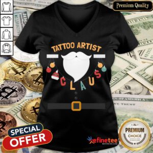 Top Tattoo Artist Claus Santa Costume Funny Christmas V-neck- Design By Refinetee.com