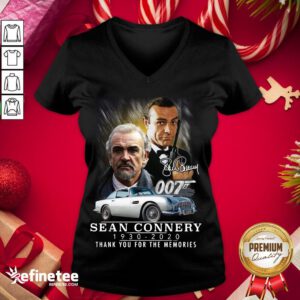 Awesome 007 Sean Connery 1930 2020 Thank You For The Memories Signature V-neck - Design By Refinetee.com