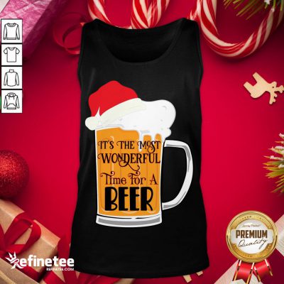 Awesome It's The Most Wonderful Time Of The Beer Christmas Santa Hat Tank-Top - Design By Refinetee.com