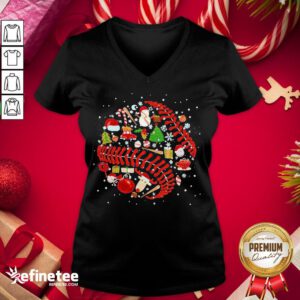 Awesome Merry Christmas Softballs Baseball Santa Xmas Sports V-neck - Design By Refinetee.com