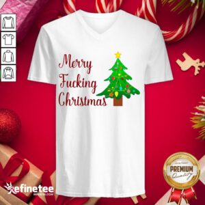 Awesome Merry Fucking Christmas Tree V-neck - Design By Refinetee.com