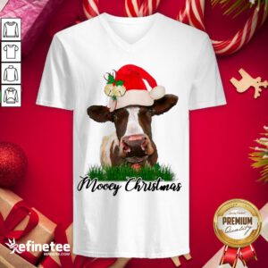 Awesome Santa Cow Mooey Christmas V-neck - Design By Refinetee.com