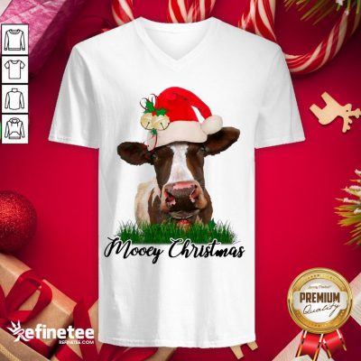 Awesome Santa Cow Mooey Christmas V-neck - Design By Refinetee.com