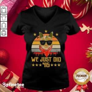 Beauty We Just Did 46 USA President Elect Vintage Retro Cat Lover V-neck- Design By Refinetee.com