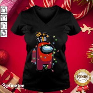 Cute Christmas Santa Among Us Character Coffee V-neck - Design By Refinetee.com