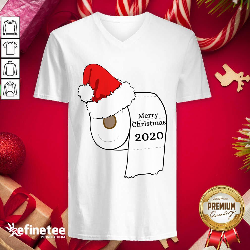 Fantastic Santa Hat Toilet Paper Merry Christmas 2020 V-neck - Design By Refinetee.com Santa Hat Toilet Paper Merry Christmas 2020 V-neck - Design By Refinetee.com