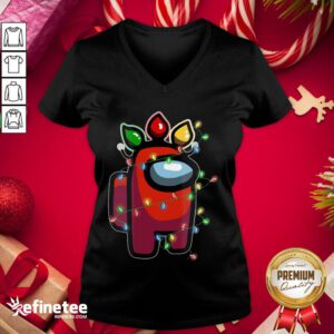Fantastic Santas Crew Among Us Game Sus Xmas V-neck - Design By Refinetee.com