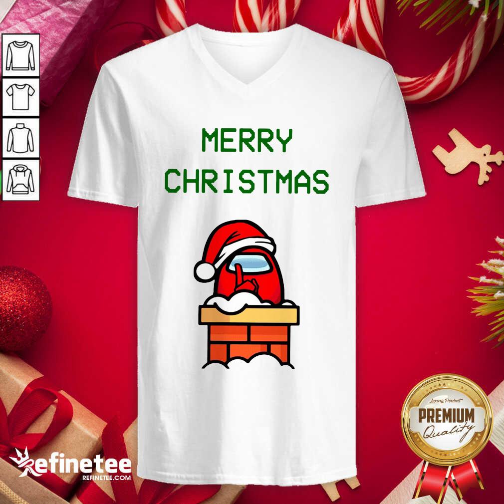 Funny Among Us Merry Christmas V-neck - Design By Refinetee.com Funny Among Us Merry Christmas V-neck - Design By Refinetee.com