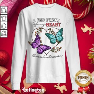 Funny Butterfly A Big Piece Of My Heart Lives In He- Design By Refinetee.com aven Sweatshirt