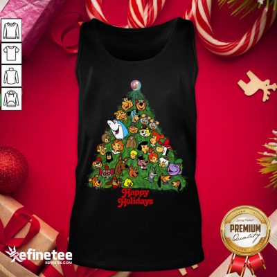 Funny Holidays From Your Favorite Cartoon Characters In A Christmas Tree Tank-Top - Design By Refinetee.com