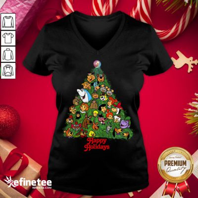 Funny Holidays From Your Favorite Cartoon Characters In A Christmas Tree V-neck - Design By Refinetee.com