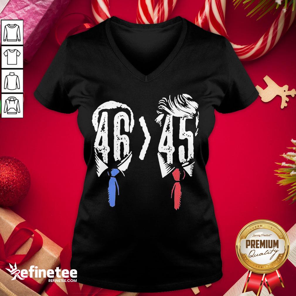 Funny Joe Biden 46 Better 45 Anti Trump V-neck - Design By Refinetee.com Funny Joe Biden 46 Better 45 Anti Trump V-neck - Design By Refinetee.com
