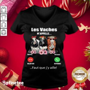 Funny Les Vaches Mappellent Faut Que J'y Aille V-neck - Design By Refinetee.com