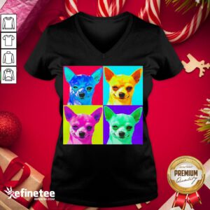 Funny Tinted Colorful Chihuahua V-neck - Design By Refinetee.com