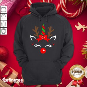 Funny Unicorn Face Reindeer Antlers Christmas Funny Pet Kids Gifts Hoodie - Design By Refinetee.com