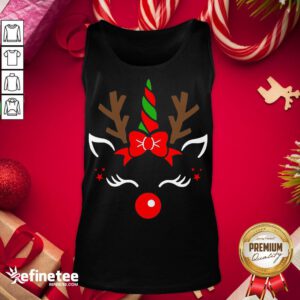 Funny Unicorn Face Reindeer Antlers Christmas Funny Pet Kids Gifts Tank-Top - Design By Refinetee.com