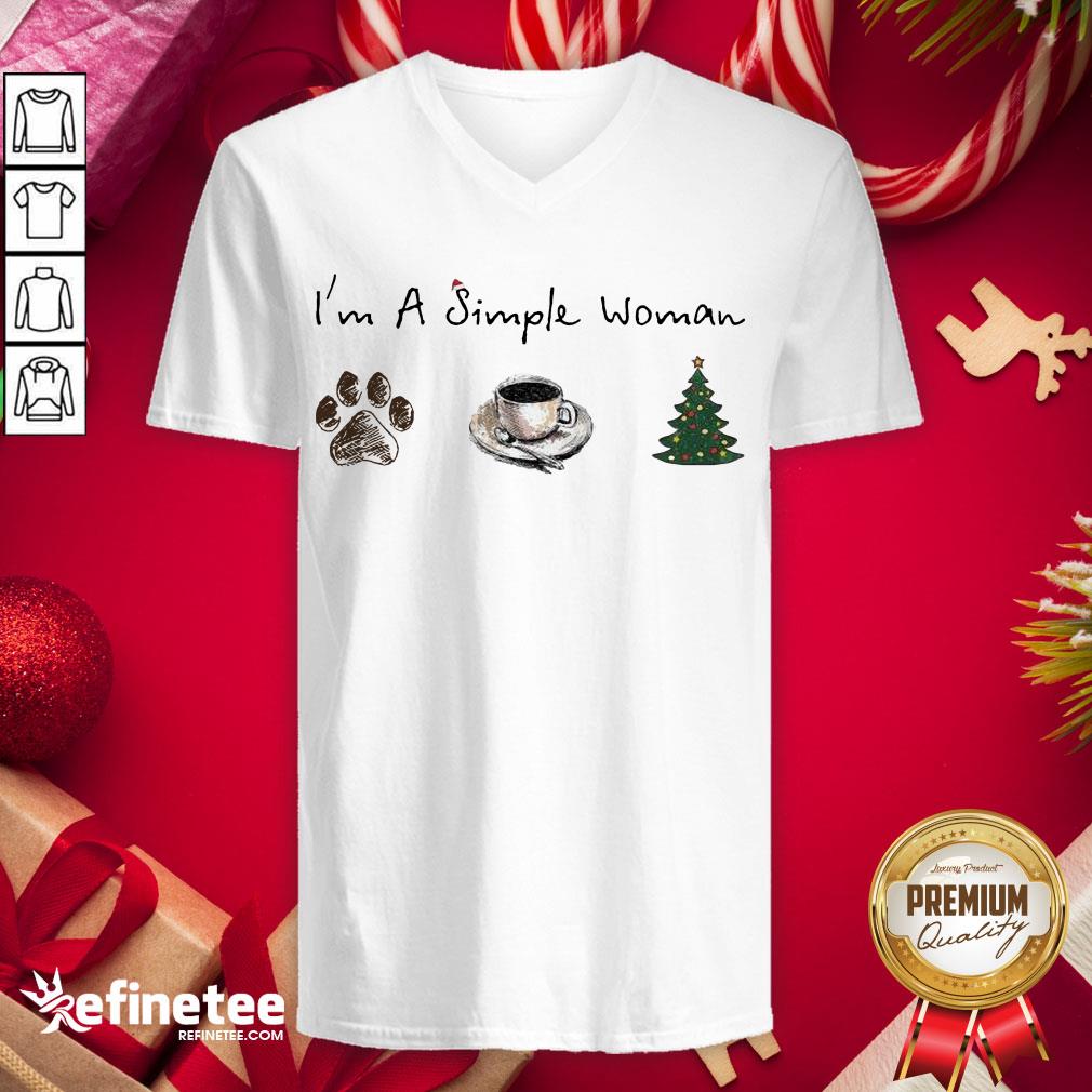 Good I'm A Simple Woman I Like Dog Coffee Christmas Tree V-neck - Design By Refinetee.com Good I'm A Simple Woman I Like Dog Coffee Christmas Tree V-neck - Design By Refinetee.com