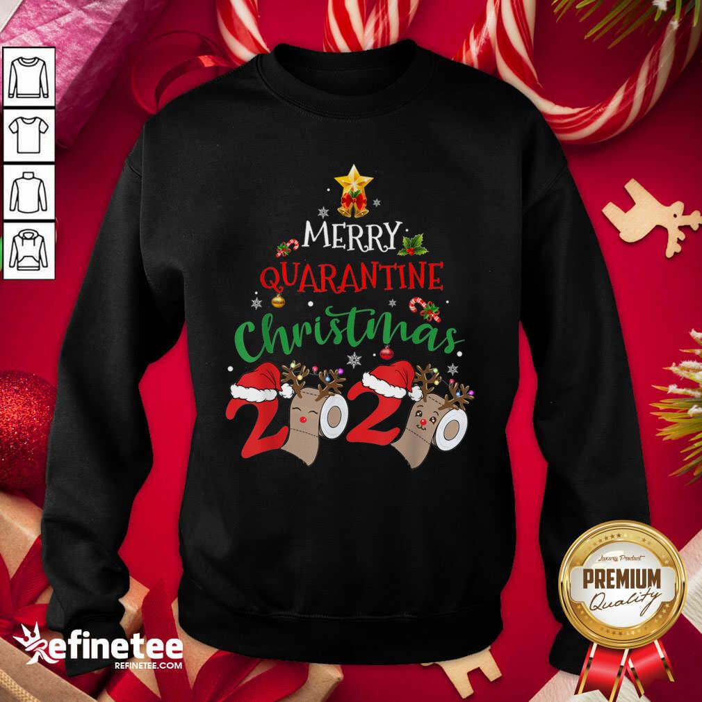 Great Merry Quarantine Christmas 2020 Pajamas Matching Family Gift Sweatshirt - Design By Refinetee.com