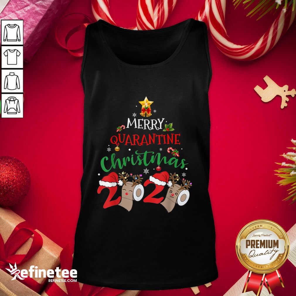 Great Merry Quarantine Christmas 2020 Pajamas Matching Family Gift Tank Top - Design By Refinetee.com