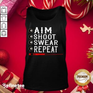 Happy Aim Shoot Swear Repeat Billiards Christmas Gift Tank-Top - Design By Refinetee.com