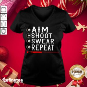 Happy Aim Shoot Swear Repeat Billiards Christmas Gift V-neck - Design By Refinetee.com