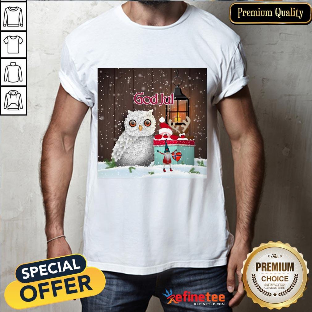 Happy Cute Owl Nisse God Jul Merry Christmas Shirt- Design By Refinetee.com