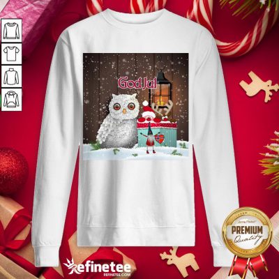 Happy Cute Owl Nisse God Jul Merry Christmas Sweatshirt - Design By Refinetee.com