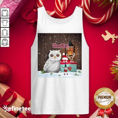 Happy Cute Owl Nisse God Jul Merry Christmas Tank-Top - Design By Refinetee.com
