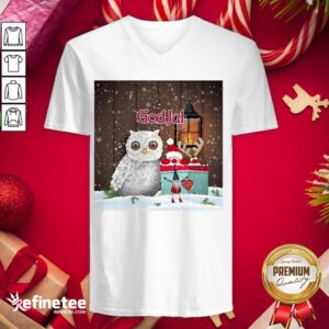 Happy Cute Owl Nisse God Jul Merry Christmas V-neck - Design By Refinetee.com