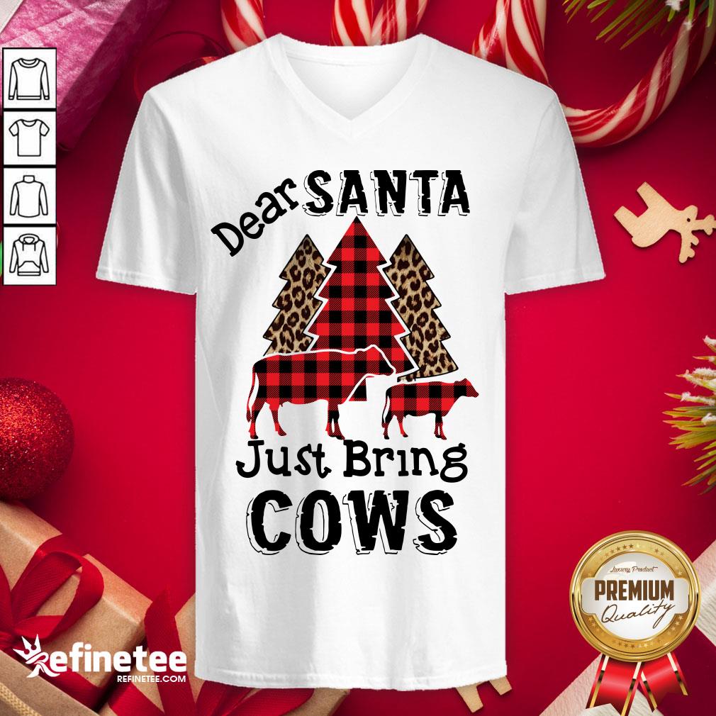 Happy Dear Santa Just Bring Cows V-neck - Design By Refinetee.com Happy Dear Santa Just Bring Cows V-neck - Design By Refinetee.com