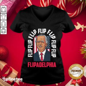 Happy Flip Flip Flipadelphia Anti Trump Pro Biden Election American Flag V-neck - Design By Refinetee.com