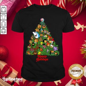 Happy Holidays From Your Favorite Cartoon Characters In A Christmas Tree Shirt- Design By Refinetee.com