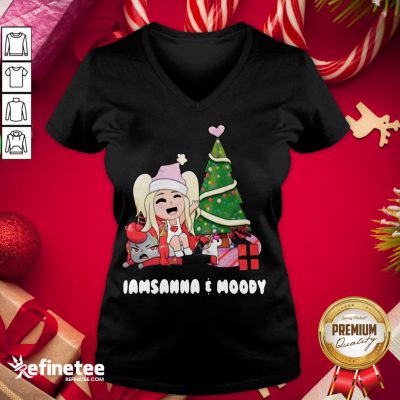 Happy Iamsanna And Moody Christmas V-neck - Design By Refinetee.com
