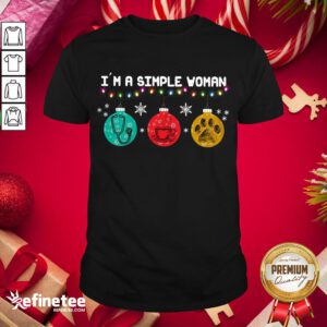 Happy I'm A Simple Woman Nurse Coffee Dog Christmas Light Shirt- Design By Refinetee.com