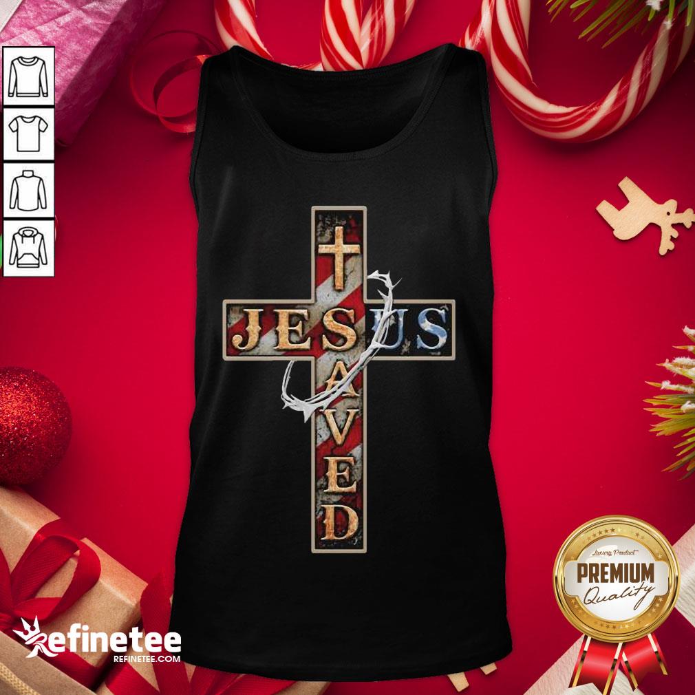 Happy Jesus Save Us Cross American Flag Tank-Top - Design By Refinetee.com Happy Jesus Save Us Cross American Flag Tank-Top - Design By Refinetee.com