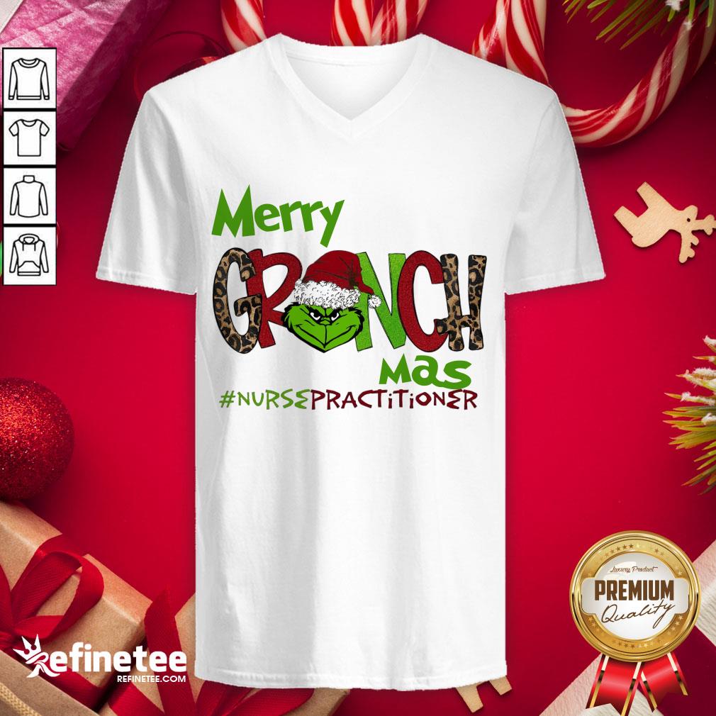 Happy Merry Grinchmas Nurse Practitioner Christmas V-neck - Design By Refinetee.com Happy Merry Grinchmas Nurse Practitioner Christmas V-neck - Design By Refinetee.com