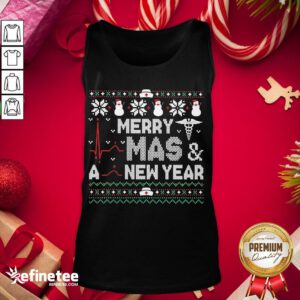 Happy Nurse Merry Mas And A New Year Ugly Christmas Tank-Top - Design By Refinetee.com