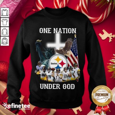 Happy Pittsburgh Steelers One Nation Under God Americ- Design By Refinetee.com an Flag Sweatshirt