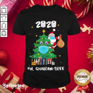 Happy Quarantine Christmas Tree Ornament Santa Face Mask Shirt- Design By Refinetee.com