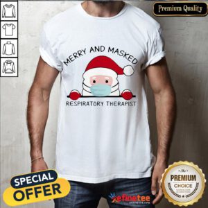 Happy Santa Claus Face Mask Merry And Masked Respiratory Therapist Sweat Shirt- Design By Refinetee.com