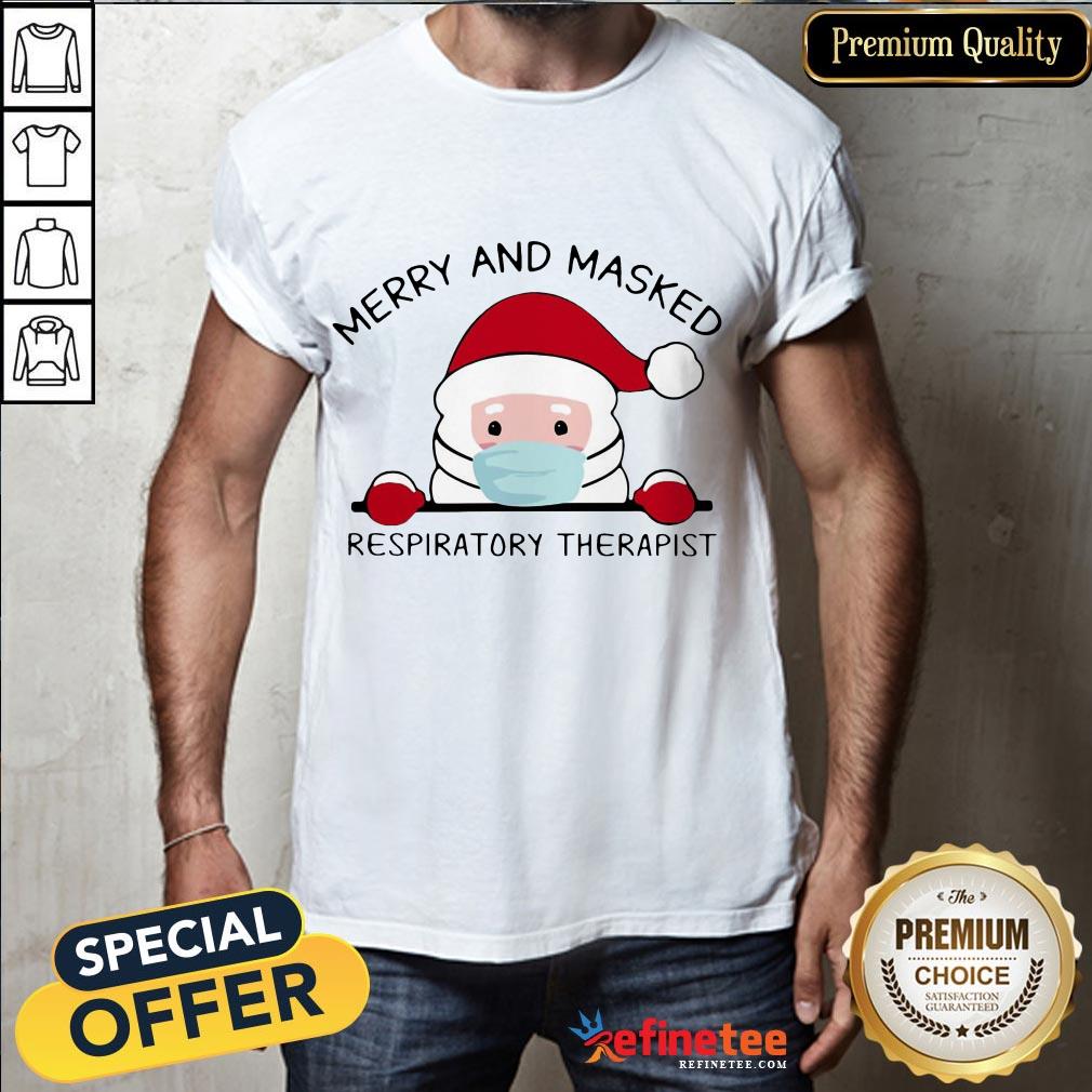Happy Santa Claus Face Mask Merry And Masked Respiratory Therapist Sweat Shirt- Design By Refinetee.com