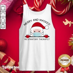 Happy Santa Claus Face Mask Merry And Masked Respiratory Therapist Sweat Tank-Top- Design By Refinetee.com